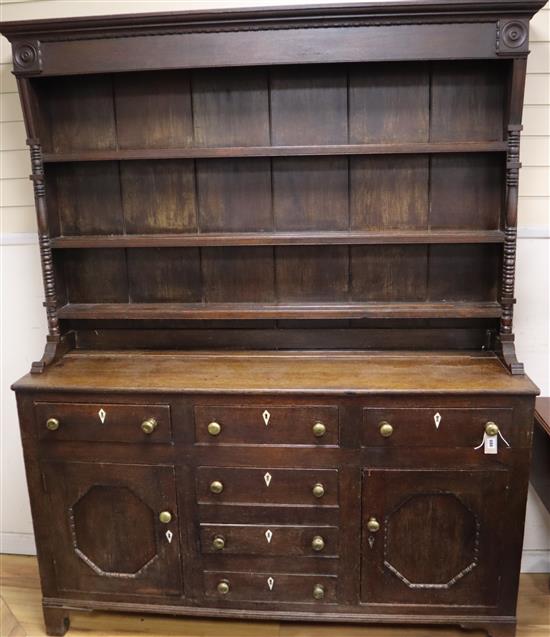 An early 19th century oak dresser (altered) W.160cm